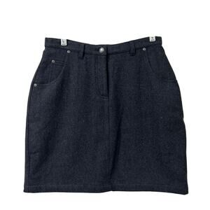 Woolrich Vintage Womens Size 6/8 Charcoal Gray Wool Mini Skirt Academia Preppy